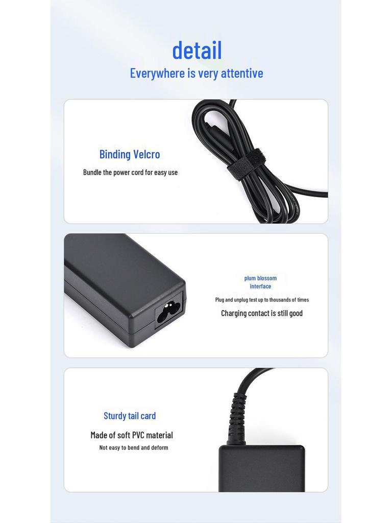 Compatible 65W HP Laptop Power Adapter, 19.5V 3.33A, 4.5*3.0mm Blue Tip, Low Temperature