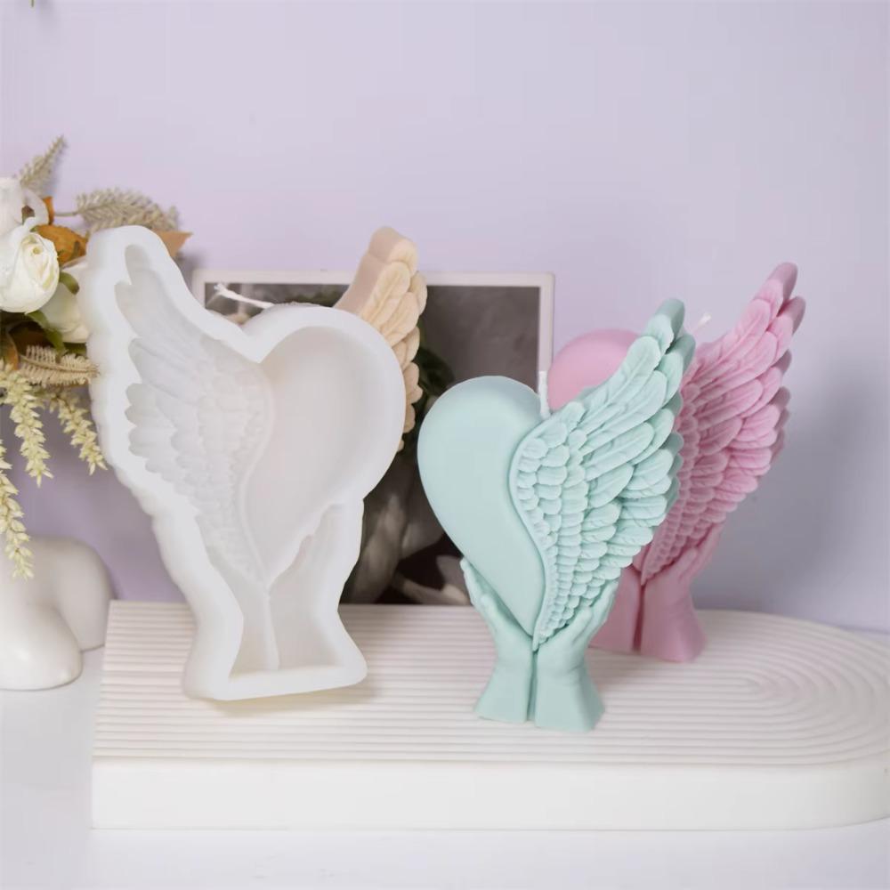Reusable Valentine's Day Handmade Soap Mold 3D Gypsum Mold Heart Wing Resin Mold Couple Gift