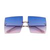 Fashion Oversized Square Rimless Sunglasses Women Men Designer Ocean Blue Pink Lens Frameless Sun Glasses Gradient Shades S30D