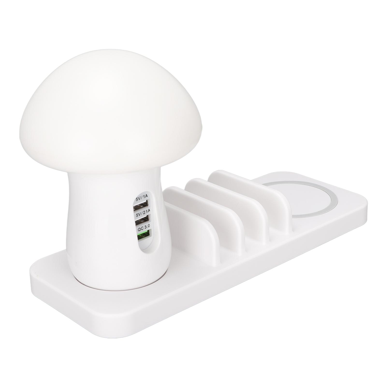 

Беспроводная зарядная стойка 10 Вт USB быстрая зарядка грибовидный ночник многопортовое беспроводное зарядное устройство для телефона US Plug