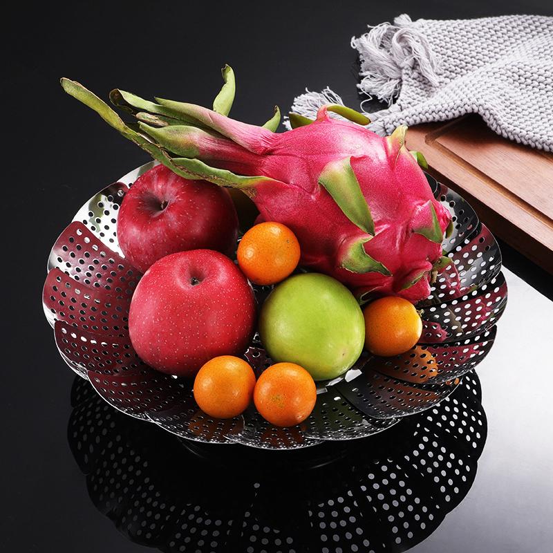 HANYANG 304 Stainless Steel Folding Steamer Tray Steam Rack Steam Drawer Telescopic Lotus Fruit and Vegetable Tray Draining Tray