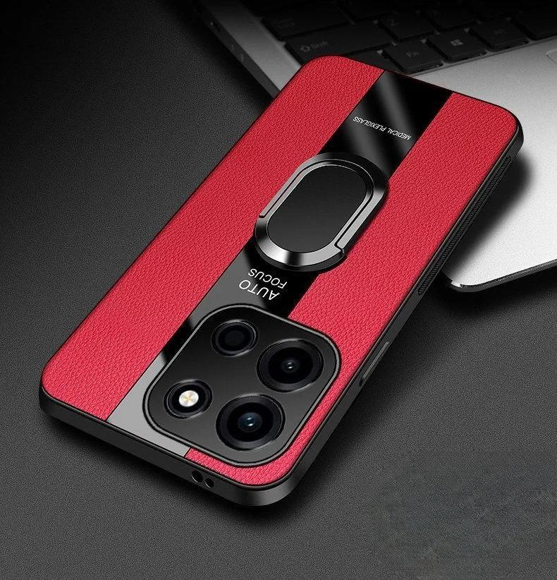 Pouzdro z plexiskla a PU kůže pro OnePlus Nord 6 s magnetickým kovovým kroužkem, stojánek, držák, nárazuvzdorný kryt pro OnePlus Nord 6 1+