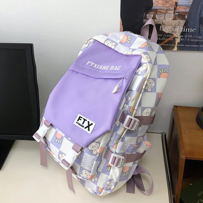 School Bag Elementary School Girl Junior High School Student High School Student College Student Cute Backpack Contrast Color Backpack