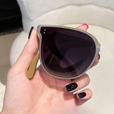 Koreańska Wersja Okrągłe Okulary Przeciwsłoneczne dla Kobiet z Złożonymi Nóżkami w Kształcie Ziarenka Ryżu, Popularne w Little Red Book Tik Tok, Okulary Przeciwsłoneczne z Ochroną UV.