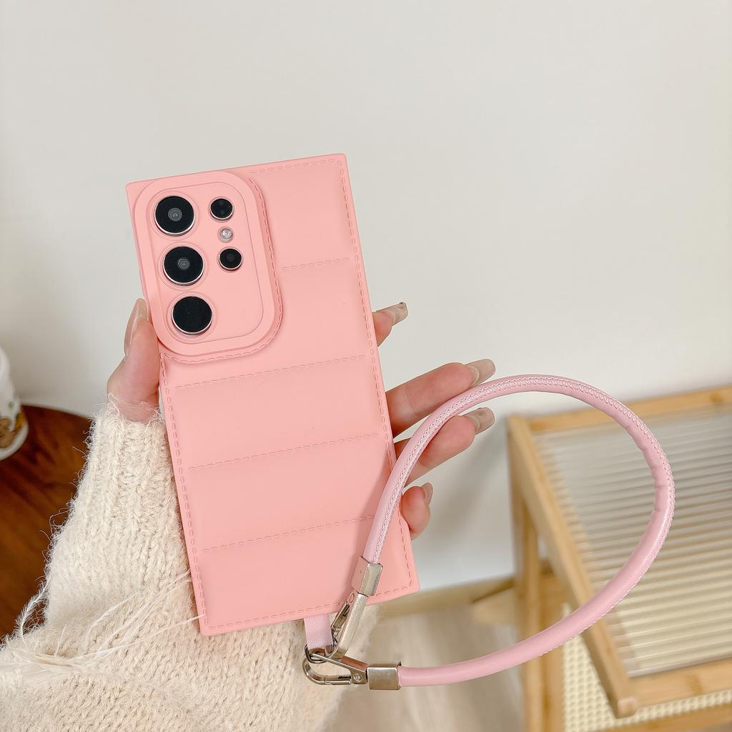Luxury Wrist Strap Lanyard Case for Samsung Galaxy S25 S24 S23 S22 S21 Plus FE Ultra A26 A36 A56 A35 A55 The Puffer Soft Cover