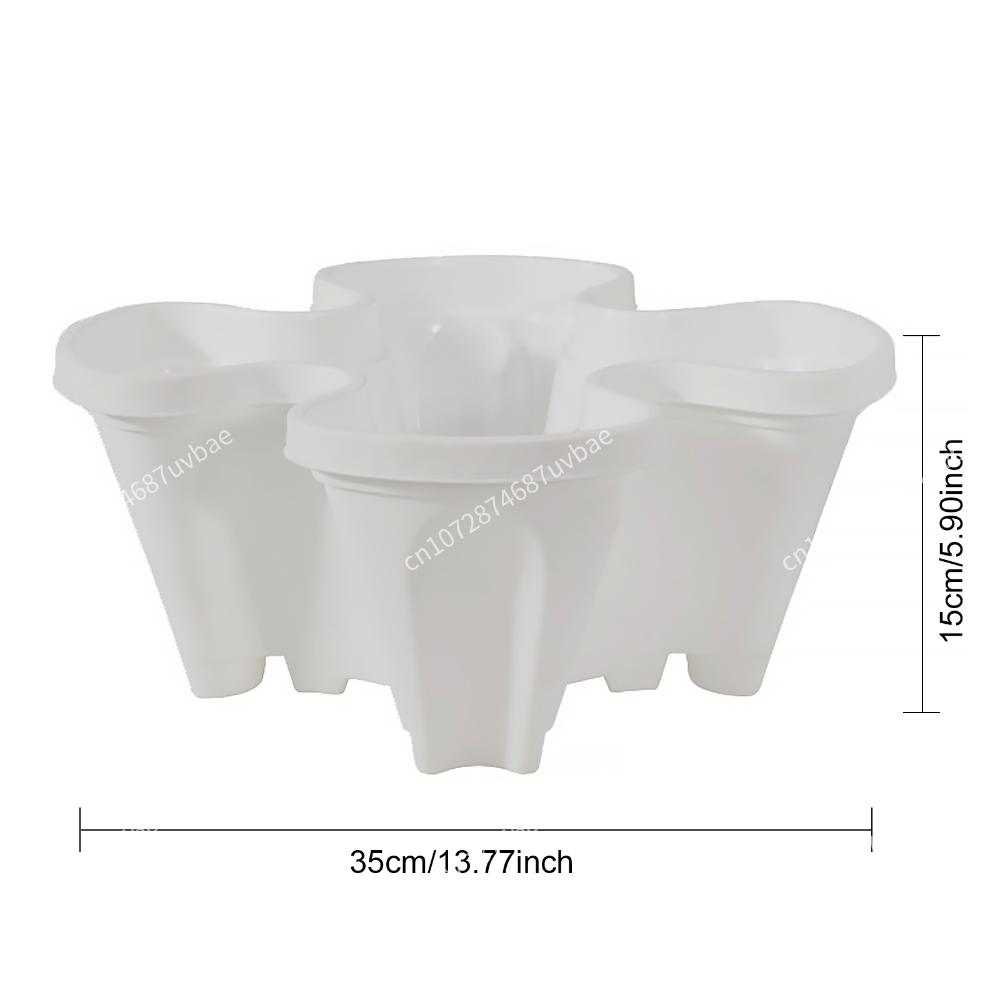 Multi-Layer Stackable Planting Pot Plastic Four-Petal Planter For Balcony Strawberry Vegetable Garden Vertical Growth System