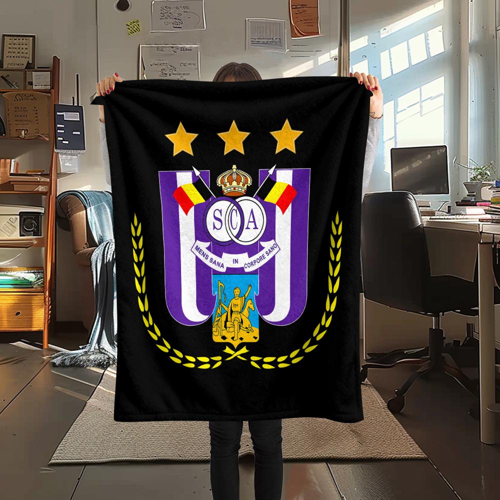 1 ks Flanelová deka s potiskem Royal Sporting Club Anderlecht, Vysoce kvalitní, Pro všechna roční období, Domácí dekorace, Teplo a pohodlí, Ideální jako vánoční dárky