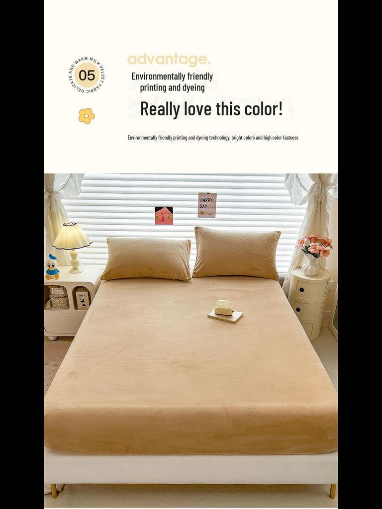 Pure Color Milk Velvet Winter Bedspread - Plush, Thick, Single Bed Sheet