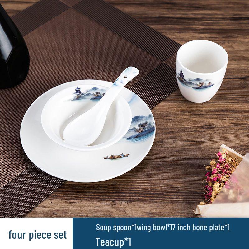 Luxury Ceramic Dinnerware Set: Plates, Bowls, Spoons & Cups for Restaurants & Clubs