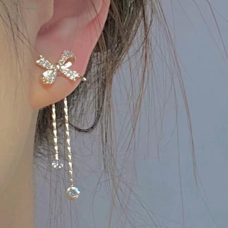1Pair Korean Style Asymmetric Pearl Zircon Ear Clips For Women Personality  Earrings Wedding Jewelry Birthday Gifts