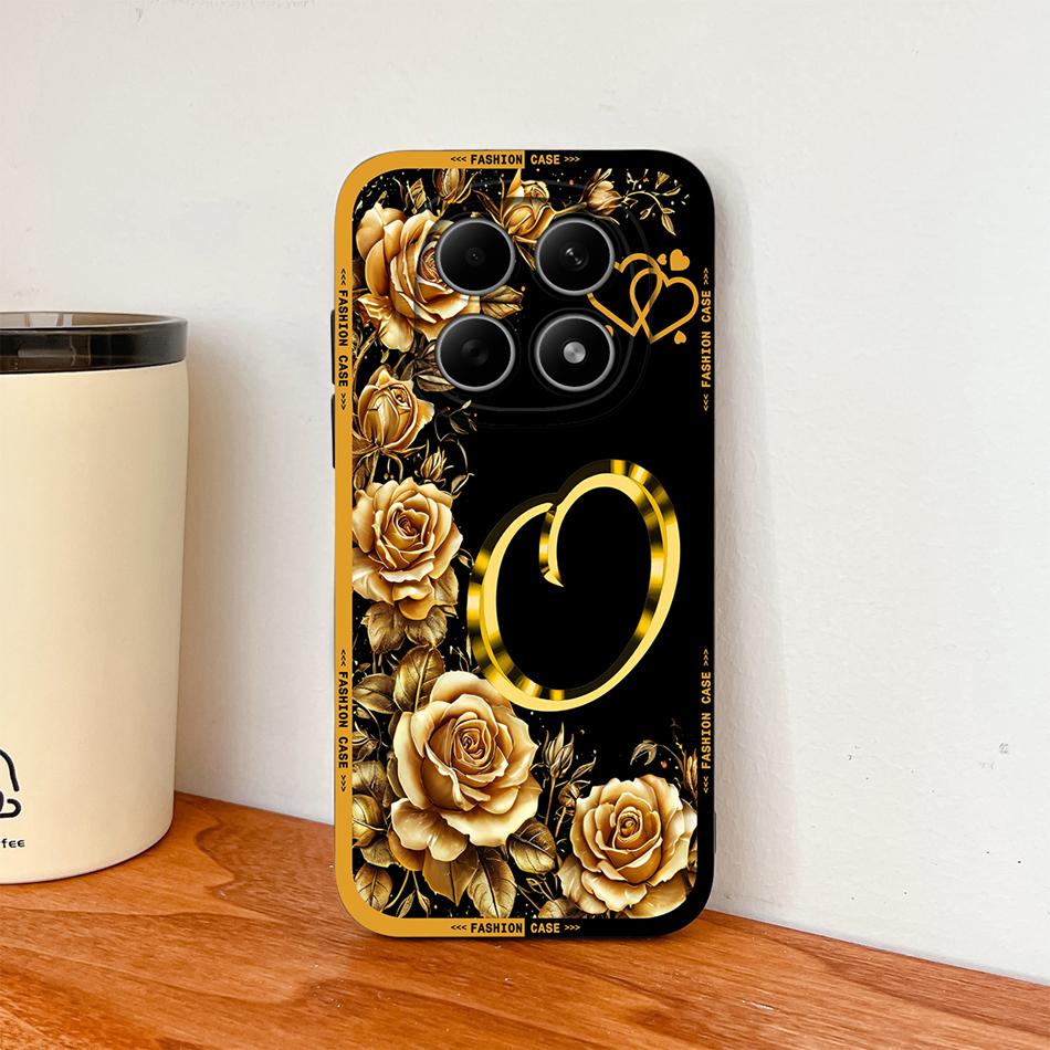 Case For Poco M8 Pro / Poco M5 M5S Fashion Rose Letters Soft Liquid Silicone Phone Shell For Poco M 8 M 5 Lightweight Funda