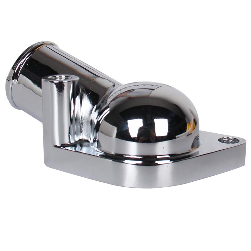 SBC BBC Chrome Water Neck Thermostat Housing Outlet Fit Chevy 45 Degree 350-454