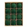 12Pcs Flocked Christmas Bauble Set, Boxed Plastic Xmas Hanging Balls, 6cm & 8cm Luxury Decor Ornaments for Christmas Tree