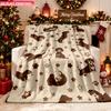 Blanket 1pc Cute Dogs Pattern Design 2D-printed Flannel Throw Blanket-soft and Cozy Suitable for Use On the Sofa While Traveling a