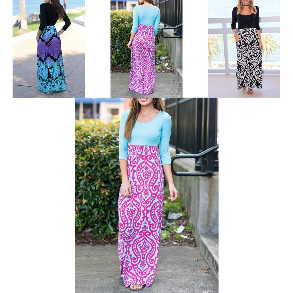 Premium Quality Boho Long Maxi Dress Featuring Floral Vintage Design For Summer