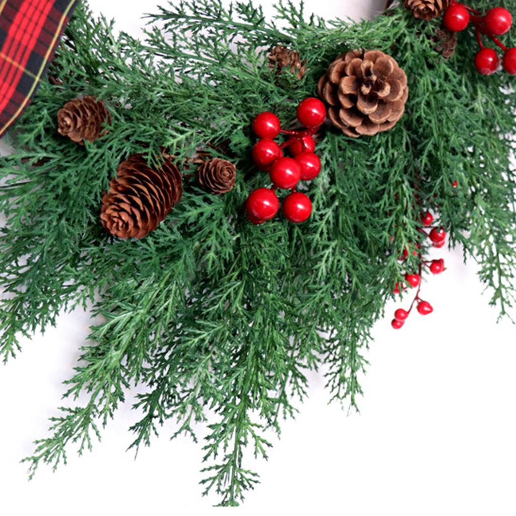 Artificial Xmas Wreath for Front Door Decoration Xmas Wreath with Pine Cones Berries Bows
