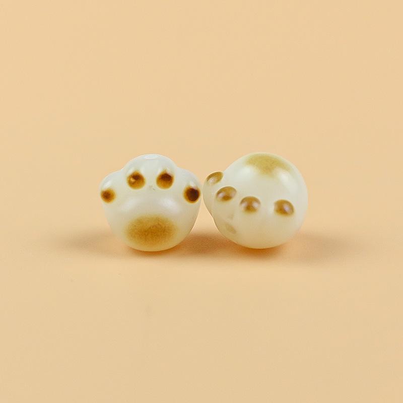 Charcoal-Grilled Cat Paw White Jade Bodhi Bead Bracelet for DIY Beading & Accessories