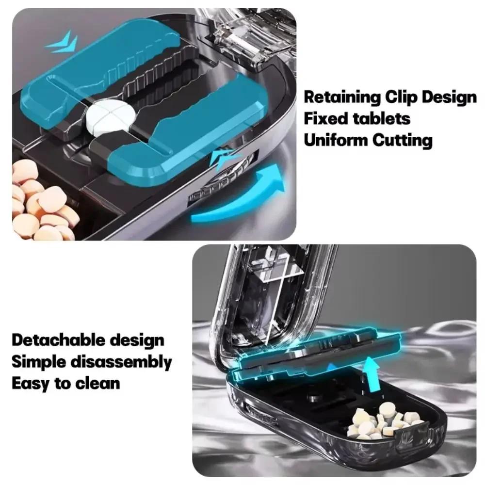 Läkemedelstablett Kvartalare Pillerdelare Dammtät Delare Organizer Pillerdelare Förvaringslåda Krossare Delare