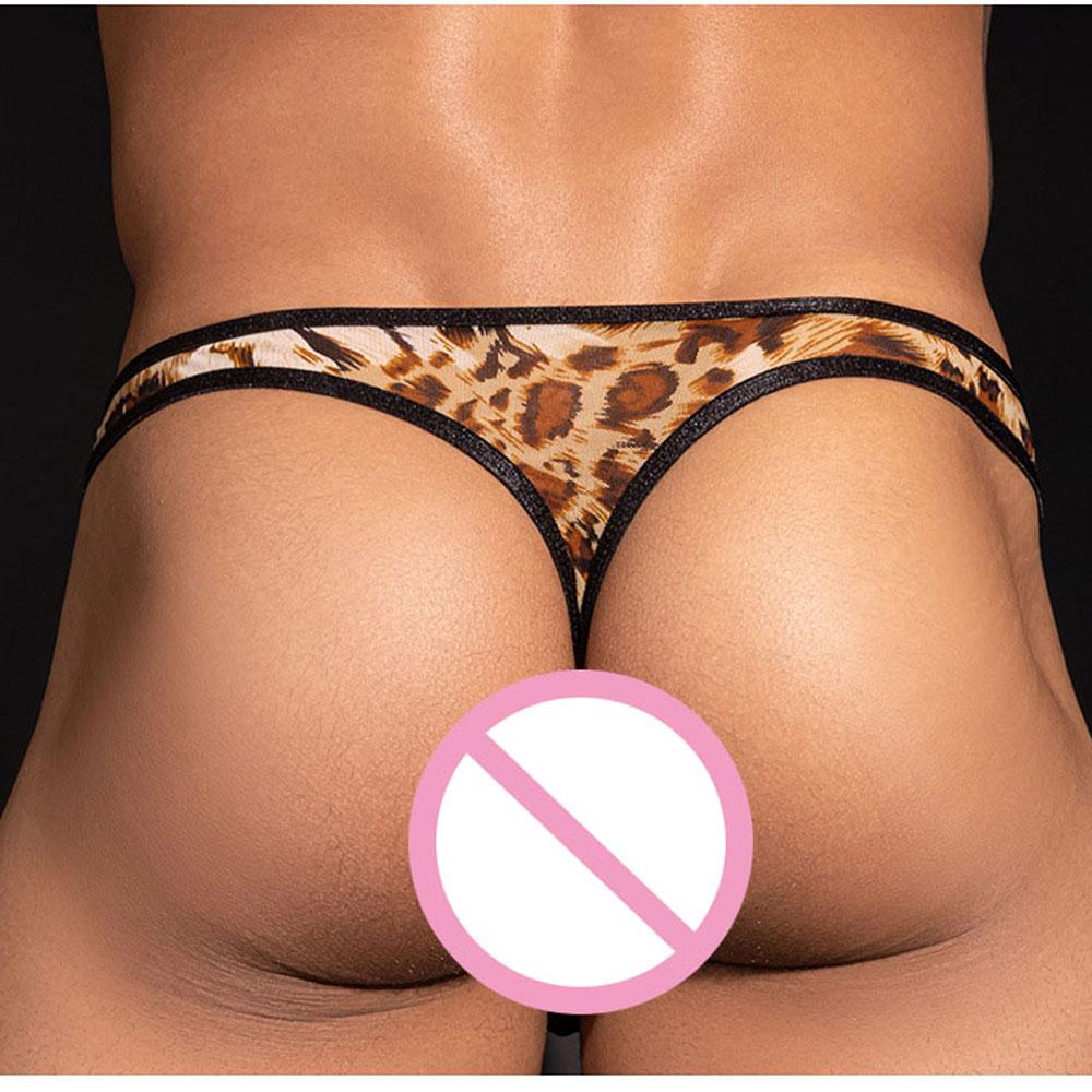 Men Leopard Panties Low Waist Sexy Bulge Pouch Sheer See Through Breathable Soft Briefs Man Exotic Lingeries Underwear Nightwear
