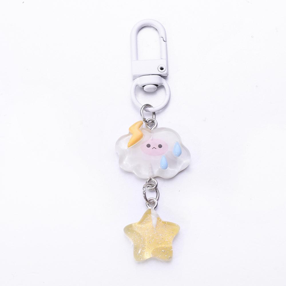 Cartoon Cloud Lightning Moon Star Pentagram Key Chain for Women Cute Fun Aesthetic Key Ring Fashion Pendant Accessories Gift