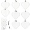 Boules De Sapin De Noël - SPRINGOS - 7 Cm - 8 Pcs - Coeurs Blancs Incassables - Décorations Élégantes