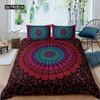 Duvet Cover Mandala Boho Chic Hippie Duvet Cover for Decor Comforter Cover Luxury Microfiber Red Purple and Teal Mandala Floral