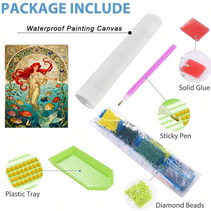 Disney 5d Diamond Painting, Mermaid and Fish Diamond Art Painting Diy Handmade Sticker Gift, Home Decoration Painting