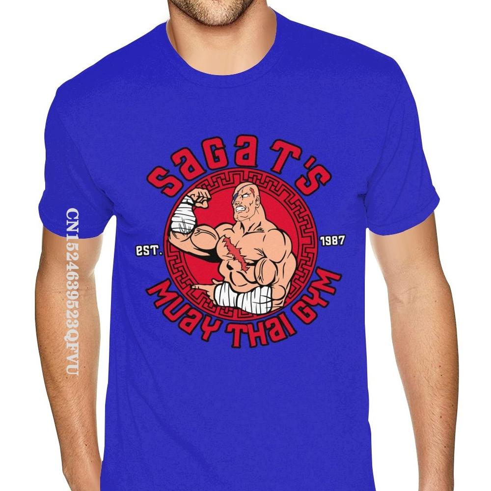 80s Sagat Muay Thai Gym Shirt Oversized Anime Tshirt Men HipHop Print Cotton Male's Harajuku Black T-Shirts Camisa Streetwear