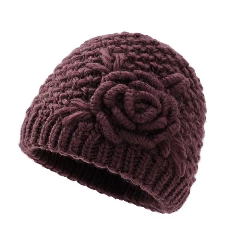 Wintermütze für ältere Menschen, Omas gestrickte warme Fischerhut für alte Damen, Mittelalterliche und ältere Menschen, plus Samt, dicke Wollmütze