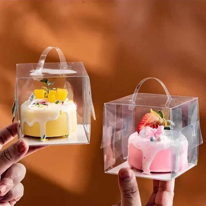 10piece Transparent Handheld Cake Box 2-inch 3-inch Square Pastry And Puff Packaging Boxs Dessert Baking Pastry Mini Portable Bo