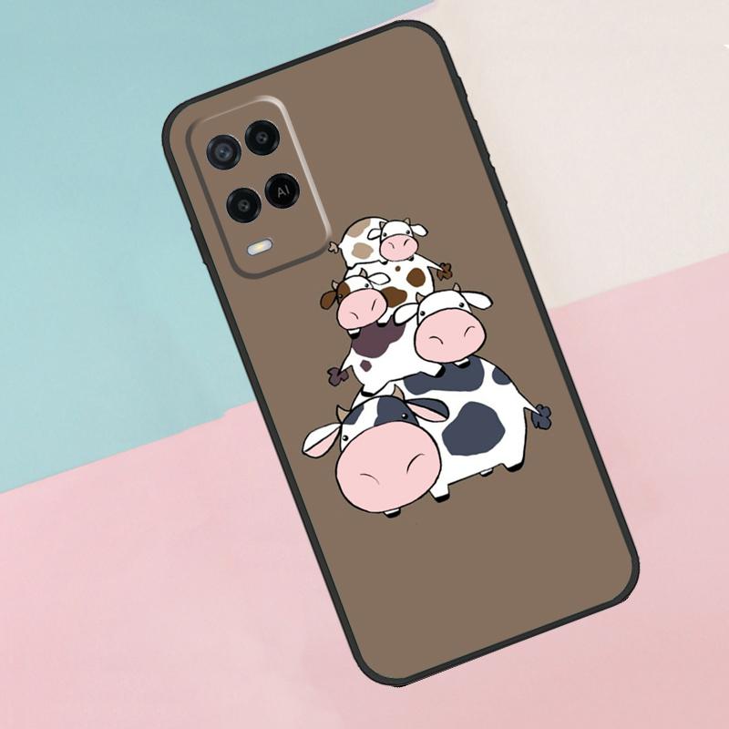 Animal Cute Cartoon Cow For Oppo A17 A77 A60 A74 A94 A54 A18 A38 A58 A78 A98 A40 A80 A16 A76 A96 A15 A57S Phone Case