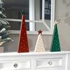 Rustic Wood Tabletop Ornaments 3Pcs Wooden Christmas Tree Ornament, Polka Dot Cone Decor with Holiday Home Table Centerpieces Star Topper, Farmhouse