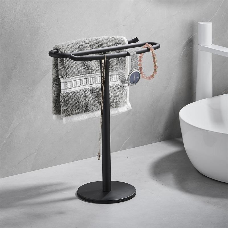 Metal Countertop Hand Towel Holder Double Sided Stand for Bathroom and Vanity Hand Towels and Small Guest Towels Counter