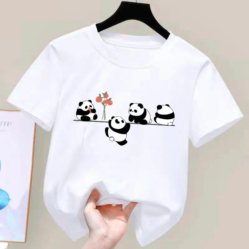 

Camiseta De Algodão Infantil Estampada Pandas Fofos Tendência 100cm белый