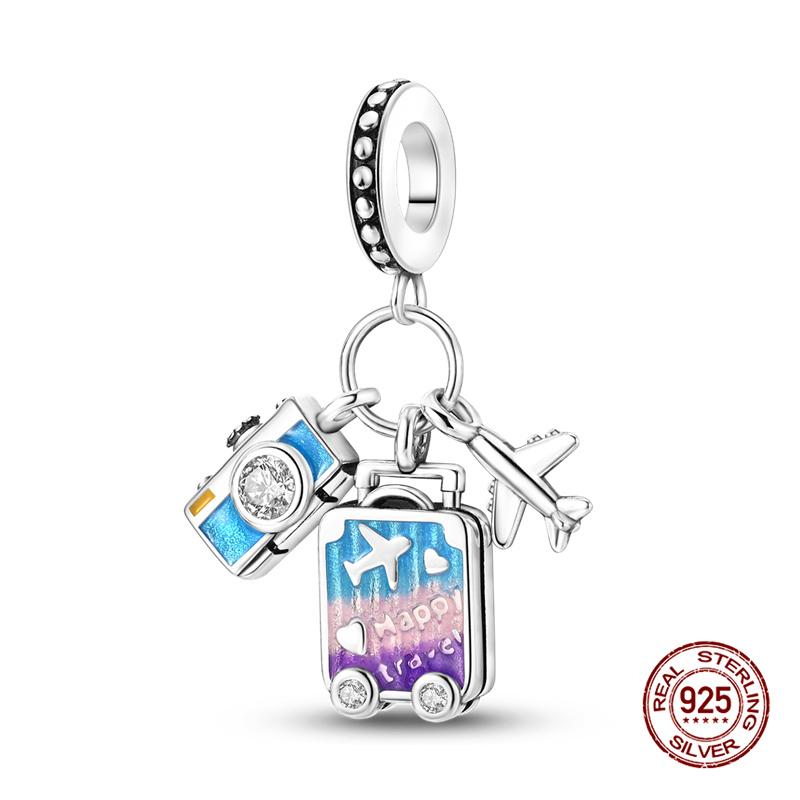 Original Charm Copper Time Travel Camera Series Charms Beads Fits 3Mm Original Bracelet For Women Diy Fine Jewelry Gifts