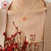 Ethnic Double Happiness Pendant Necklace, 18K Gold Plated Titanium Steel Clavicle Chain