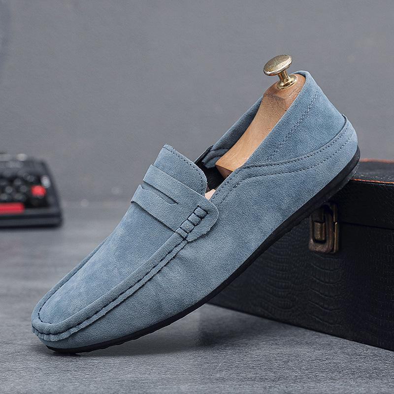 Men's Spring Suede Moccasins: Trendy British Loafers, Slip-On Driving Shoes
