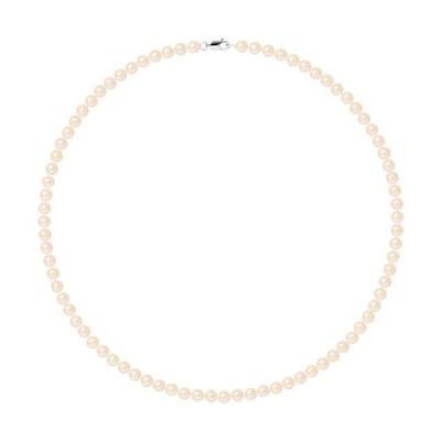 Necklace - - AAA+ Freshwater Cultured Pearl - Round 5-6 Mm - Natural Pink - 925 Silver