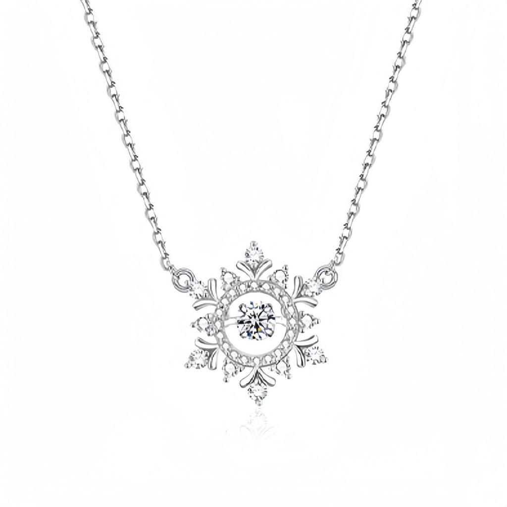 Beating Heart Zirconia Snowflake S925 Sterling Silver Necklace - Exquisite & Versatile Clavicle Chain 2025 Style