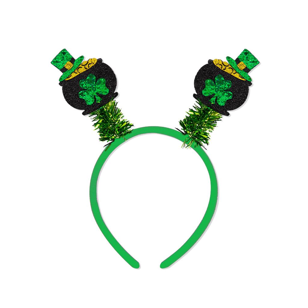Irisches Stirnband für Erwachsene mit Pailletten Kleeblatt/Schleife Glitzerpuder St. Patricks Day Stirnband Karneval Haarreif