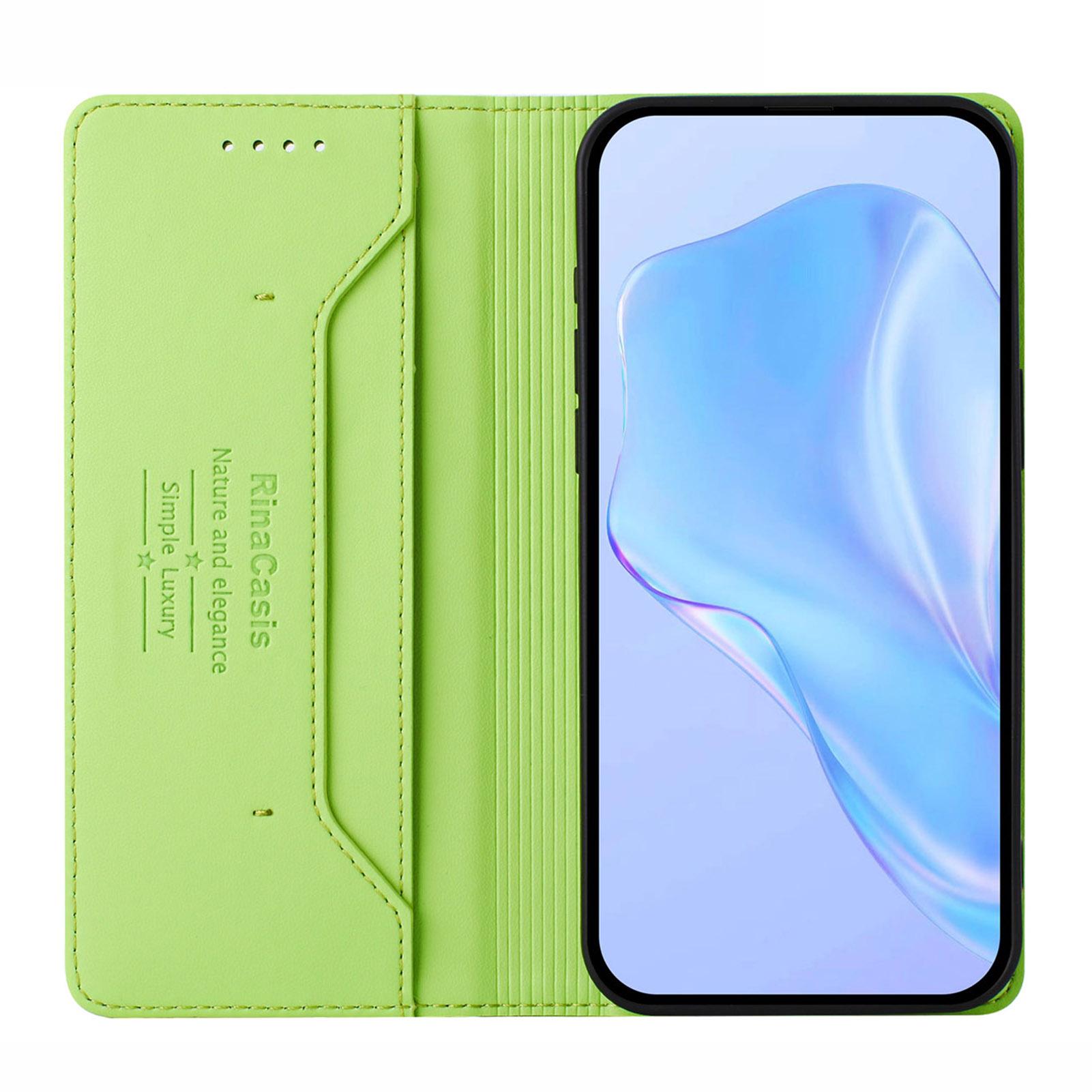 

Шкіряний чохол RINACASIS RC01 для Samsung Galaxy S24 FE з блокуванням RFID, магнітним закриттям Green