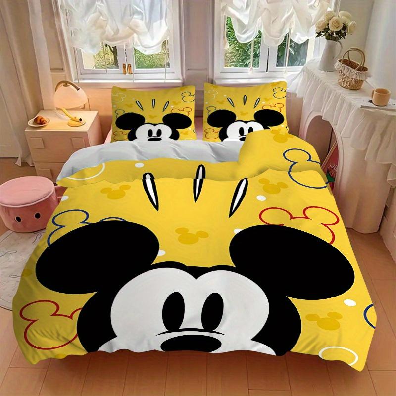 3pcs Mickey Mouse Printed Bedding Set, Breathable And Soft, Machine Washable, Christmas Gift, Suitable for Bedroom Decoration, 083