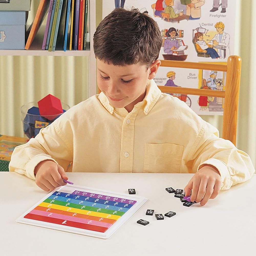 Learning Resources Fraction Rainbow Tiles with Case Educational Math Manipulatives 100 Pieces