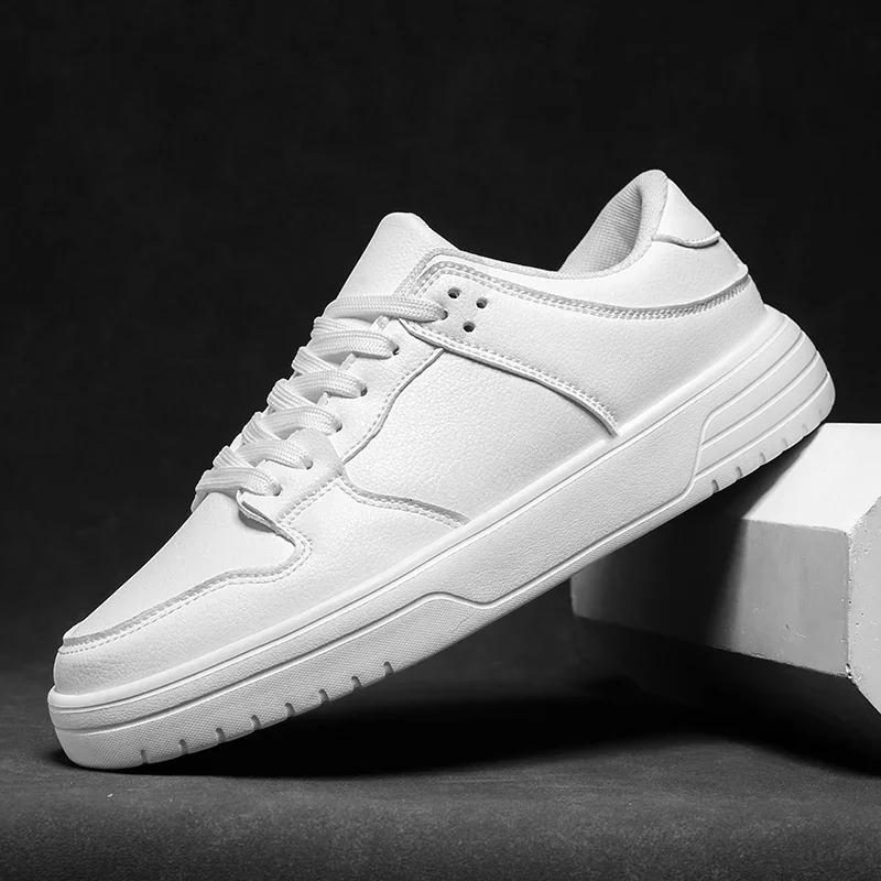 Men Skateboard Shoes Platform Hard-Wearing Walking Running Sneakers Breathable Fashion Leather Casual Jogging Sports Shoes