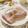 16 Inch Farmhouse Style Napkin Bohemian Linen Napkin, Rustic Machine Washable Fabric for Dining Table Home Wedding Bridal Shower Baby