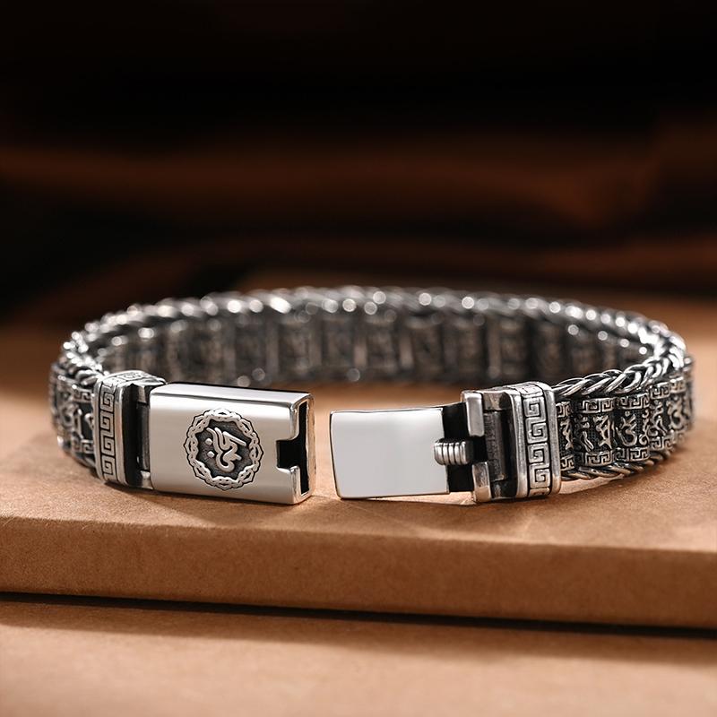 Braccialetti Creativi Fatti a Mano Uomo Fortuna Scritture Buddiste Girevoli Perline Retrò Mantra dei Sei Caratteri Moda Personalizzata Gioielli Acce