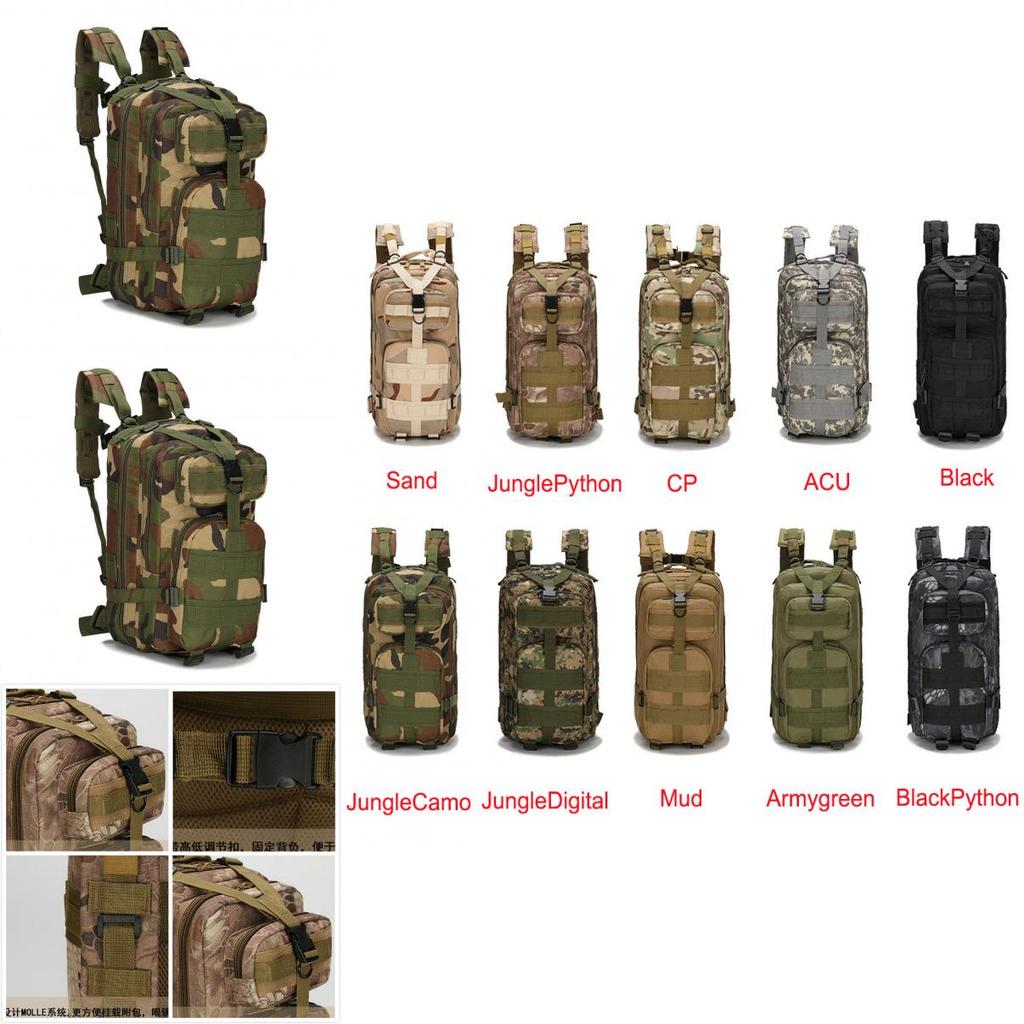 Large Capacity Outdoor Military Tactical Army Camping Hiking Backpack Rucksack With Padded Adjustable Straps