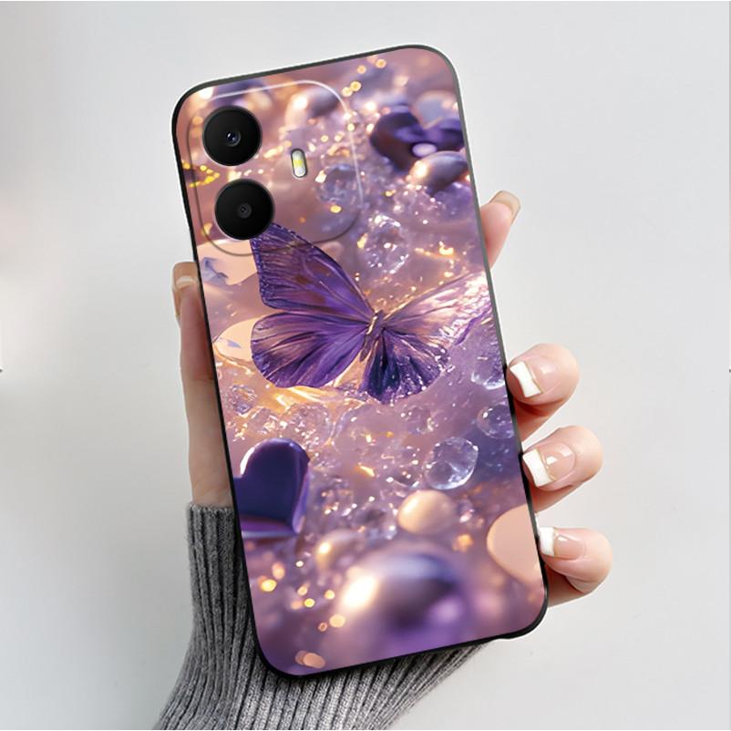 For TCL K70 4G 5G Case Luxury Fashion Butterfly Flower Black Soft Silicone Bumper Cover for TCL K70 Power T522A T522E Phone Case