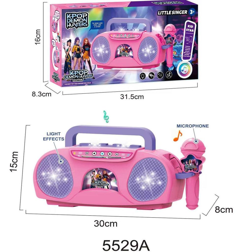 Cartone Animato Anime Kpop Gruppo di Ragazze Musica Microfono Giocattolo per Bambini con Luci Funzione Canto
