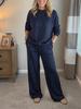 Women's Autumn & Winter Christmas Set: Long-Sleeve Round Neck Top with Drawstring Casual Pants.